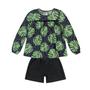 Imagem de Conjunto Menina Bata Viscose Verde com Grelôs e Short Moletom