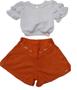 Imagem de Conjunto Menina Blusa Cropped + Shorts Bordado Paraiso 15625