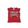 Imagem de Conjunto Menina Cute Vermelho/Mescla Blusa Manga Curta e Shorts/Saia 