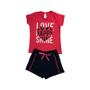 Imagem de    Conjunto Menina Love Pink/Preto Blusa Manga Curta e Shorts