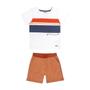 Imagem de Conjunto Menino Camiseta Branca Sailing Listras e Bermuda Caramelo