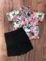 Imagem de Conjunto Menino Infantil Verão Praia Floral Camisa Bermuda