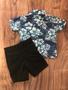 Imagem de Conjunto Menino Infantil Verão Praia Floral Camisa Bermuda