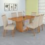 Imagem de Conjunto Mesa 170cm Apogeu Tampo Mdf no Glass com 6 Cadeiras Apogeu Amêndoa /Off White/ Creme