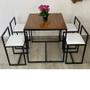 Imagem de Conjunto Mesa 4 Cadeiras Pequena Estofado Branco Industrial Wood Box