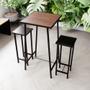 Imagem de Conjunto Mesa Alta Bar Bistrô Imbuia 2 Bancos Preto Botequim Industrial Black