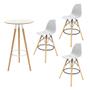 Imagem de Conjunto Mesa Alta Redonda Bistro Com 3 Banquetas Altas Charles Eames Eiffel Branca