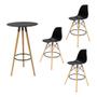 Imagem de Conjunto Mesa Alta Redonda Bistro Com 3 Banquetas Altas Charles Eames Eiffel Branca