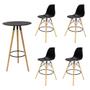 Imagem de Conjunto Mesa Alta Redonda Bistro Com 4 Banquetas Altas Charles Eames Eiffel Branca