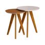 Imagem de Conjunto Mesa Apoio Lateral Com Pés Palito Off White Freijó Faba Shop Jm