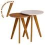 Imagem de Conjunto Mesa Apoio Lateral Com Pés Palito Off White Freijó Faba Shop Jm