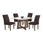 Imagem de Conjunto Mesa Arizona 100cm com 4 Cadeiras Canela Tampo Slim Plus com Vidro Chocolate/Off White/Veludo Marrom
