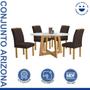 Imagem de Conjunto Mesa Arizona 120cm com 4 Cadeiras Arizona Tampo Redondo Plus com Vidro Cinamomo/Off White/Marrom