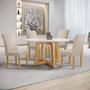 Imagem de Conjunto Mesa Arizona 120cm com 4 Cadeiras Canela Tampo Redondo Plus com Vidro