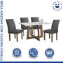 Imagem de Conjunto Mesa Arizona 120cm com 4 Cadeiras Canela Tampo Smart Plus com Vidro Chocolate/Off White/Cinza