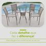 Imagem de Conjunto Mesa Bar Com Cadeiras Aluminio/Marrom/Camurça Leve Resistente Área Externa Piscina Casa Apartamento Modelo Pipa