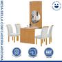Imagem de Conjunto Mesa Bella Ripada 120cm com Painel Espelhado Tampo Bella com Vidro 4 Cadeiras Arizona