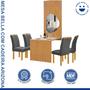 Imagem de Conjunto Mesa Bella Ripada 120cm com Painel Espelhado Tampo Bella com Vidro 4 Cadeiras Arizona