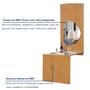 Imagem de Conjunto Mesa Bella Ripada 120cm com Painel Espelhado Tampo Bella com Vidro 4 Cadeiras Canela