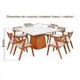 Imagem de Conjunto Mesa Bérgamo com 8 Cadeiras em Madeira Maciça, Estofada e Rattan de Fibra 100% Natural Verona Authentic