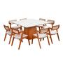 Imagem de Conjunto Mesa Bérgamo com 8 Cadeiras em Madeira Maciça, Estofada e Rattan de Fibra 100% Natural Verona Authentic