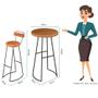 Imagem de Conjunto Mesa Bistrô Alta e 4 Banquetas com Encosto Estilo Industrial Aura D09 Peroba - Mpozenato