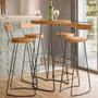 Imagem de Conjunto Mesa Bistrô Alta e 4 Banquetas com Encosto Estilo Industrial Aura D09 Peroba - Mpozenato