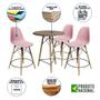 Imagem de Conjunto Mesa Bistrô Eames Eiffel Amêndoa com 3 Banquetas Rosas de Madeira
