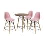 Imagem de Conjunto Mesa Bistrô Eames Eiffel Amêndoa com 3 Banquetas Rosas de Madeira