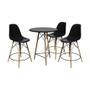 Imagem de Conjunto Mesa Bistrô Eames Eiffel Preta com 3 Banquetas Pretas de Madeira