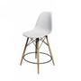 Imagem de Conjunto Mesa Bistrô Eames Eiffel Vidro com 3 Banquetas Brancas de Madeira