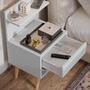 Imagem de Conjunto Mesa Cabeceira Modelo Sleep com gaveta/prateleira Decoração Branco