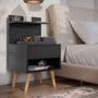 Imagem de Conjunto Mesa Cabeceira Modelo Sleep com gaveta/prateleira Decoração - Preto