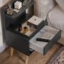 Imagem de Conjunto Mesa Cabeceira Modelo Sleep com gaveta/prateleira Decoração - Preto