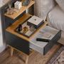 Imagem de Conjunto Mesa Cabeceira Modelo Sleep com gaveta/prateleira Decoração - Varias Cores