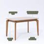 Imagem de Conjunto Mesa Cimol Ficus 130x80cm com 4 Cadeiras em Madeira e Tecido Linho - Madeira/Cinza