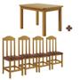 Imagem de Conjunto Mesa Com 4 Cadeiras Com Estofado material sintético Marrom 120cm Marrom Safira Shop Jm
