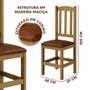 Imagem de Conjunto Mesa Com 4 Cadeiras Em Madeira Maciça Estofadas Em material sintético Marrom 88cm Nogueira Stone Shop Jm