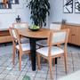 Imagem de Conjunto Mesa com 4 Cadeiras Extensível com Encosto Tela 100% MDF Preto Bege Dalla Costa
