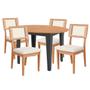 Imagem de Conjunto Mesa com 4 Cadeiras Extensível com Encosto Tela 100% MDF Preto Bege Dalla Costa