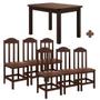 Imagem de Conjunto Mesa Com 6 Cadeiras Com Estofado material sintético Marrom 160cm Castanho Safira Shop Jm