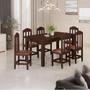 Imagem de Conjunto Mesa Com 6 Cadeiras Com Estofado material sintético Marrom 160cm Castanho Safira Shop Jm