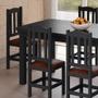 Imagem de Conjunto Mesa Com 6 Cadeiras Com Estofado material sintético Marrom 160cm Preto Diamante Shop Jm