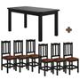 Imagem de Conjunto Mesa Com 6 Cadeiras Com Estofado material sintético Marrom 160cm Preto Diamante Shop Jm