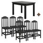 Imagem de Conjunto Mesa Com 6 Cadeiras Em Madeira Maciça 160cm Preto Safira Shop Jm