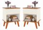 Imagem de Conjunto Mesa de Cabeceira Duda com 1 gaveta 1 nicho pés em madeira maciça - Off White com freijó