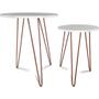 Imagem de Conjunto Mesa De Canto Lateral Dupla Cambridge Tripé Cobre e Branco