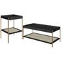 Imagem de Conjunto Mesa de Centro e Mesa Lateral Para Sala Industrial Indy A03 Nero Dourado - Lyam Decor