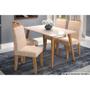 Imagem de Conjunto: Mesa de Cozinha Adele Madeira Maciça Tampo Madeirado c/ Vidro 130x80cm e 4 Cadeiras Paola Savana-Madeirado/Suede Nude Bege - Cimol
