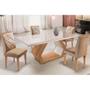 Imagem de Conjunto: Mesa de Cozinha Alvorada Tampo Madeirado c/ Vidro Canto Reto 180x90cm e 4 Cadeiras Melissa Imbuia/Suede Capuccino - Rufato